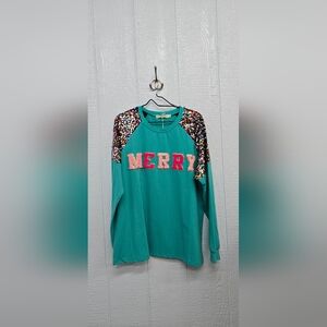 NWT XL Grace & Emma Merry Sequin Top